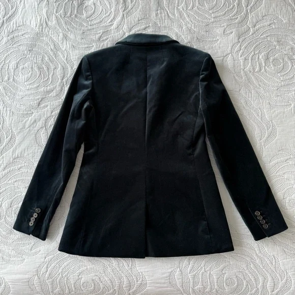 J. Crew - Tall Nipped-in Blazer in Stretch Velvet - Black / Green - Picture 10 of 14